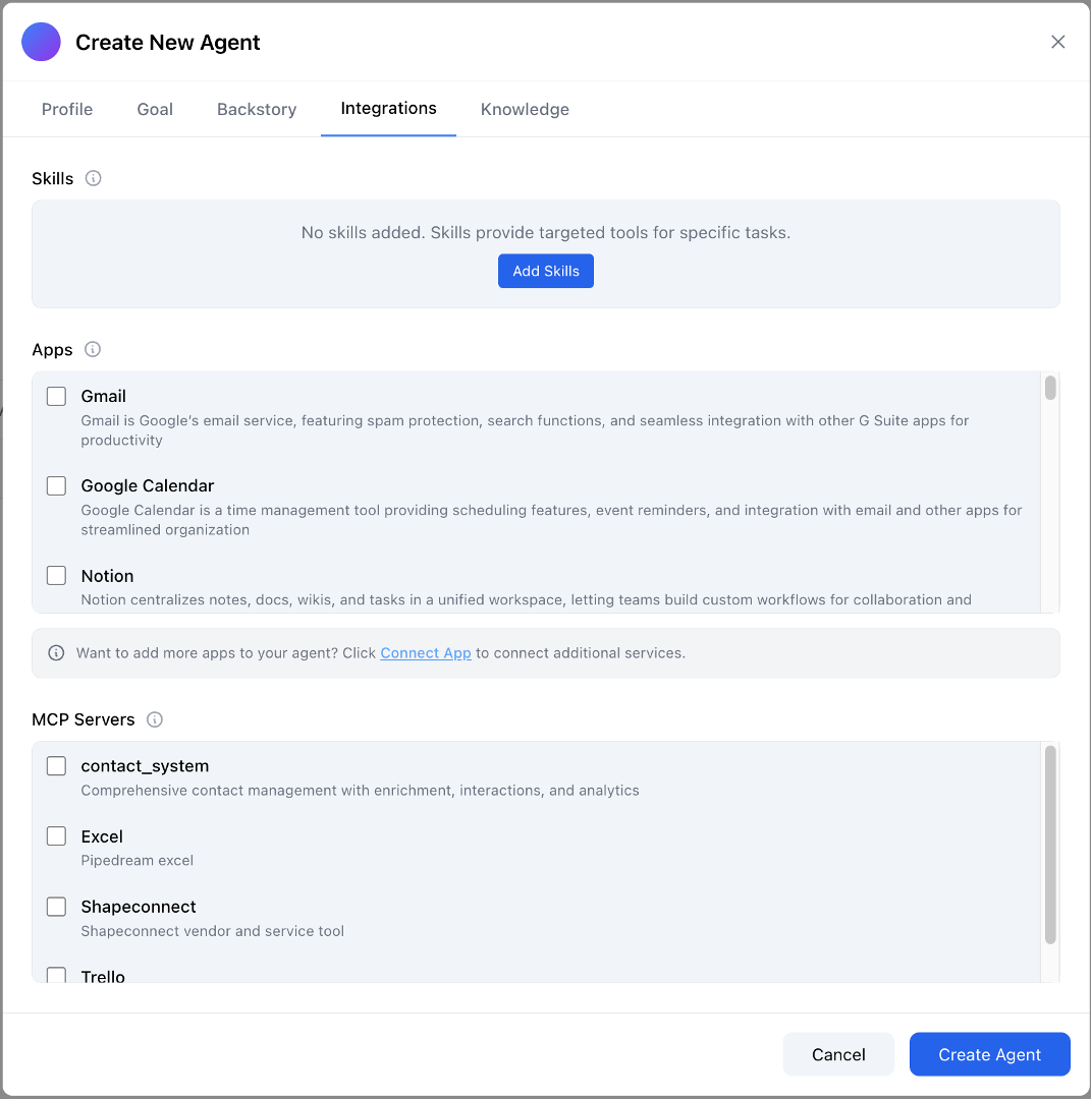 Agent Integration Interface