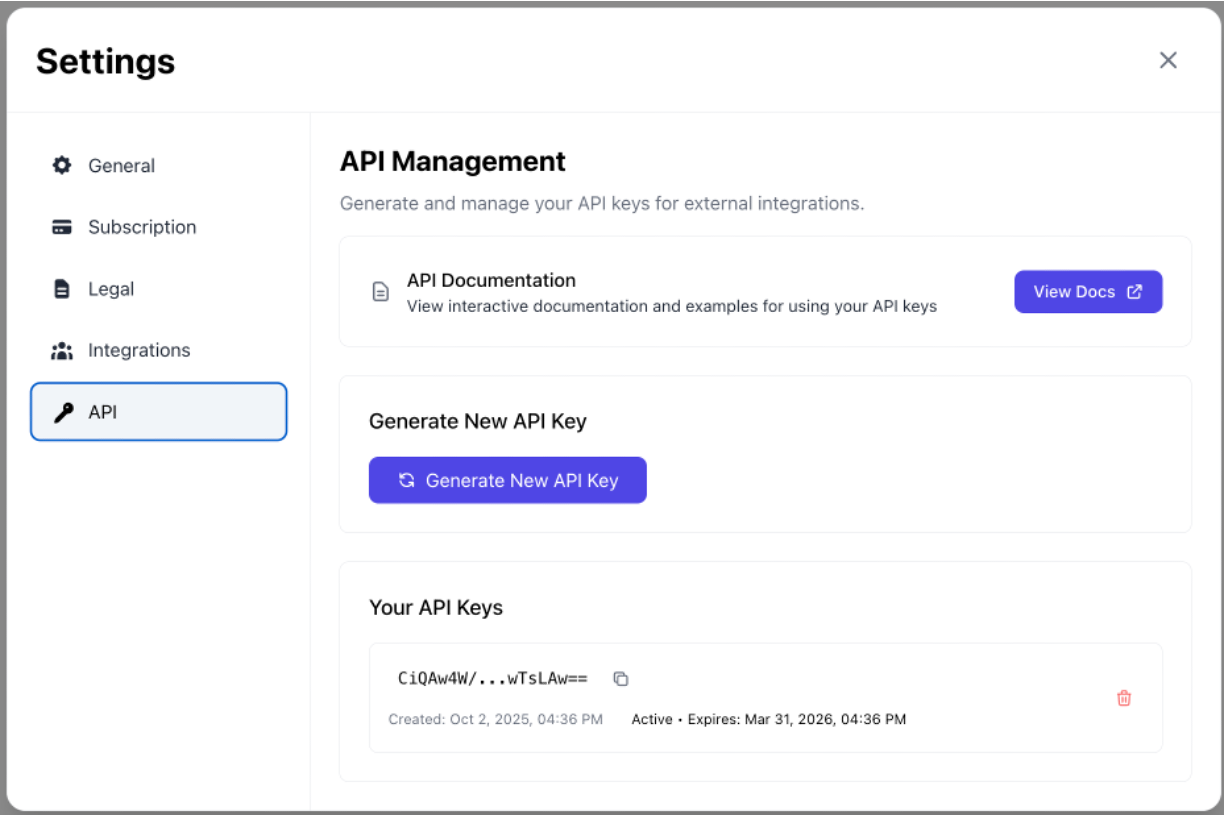 API Management Interface