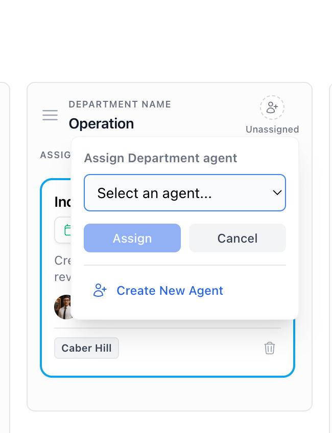 Assigning a department agent